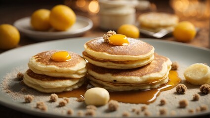 Fototapeta na wymiar poffertjes, small and puffy pancakes