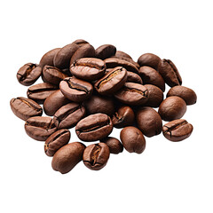 Naklejka premium Set of roasted coffee beans, bunch of coffee bean isolated on transparent background, clipping path, png file, 