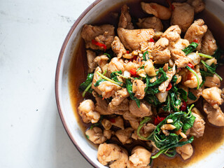 Kaprao Gai, Thai stir fried chicken with holy basil
