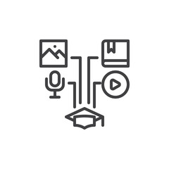 E-learning courses line icon