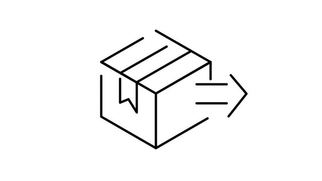 Box delivery with arrow line animation icon design