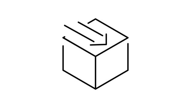 Box delivery with arrow line animation icon design