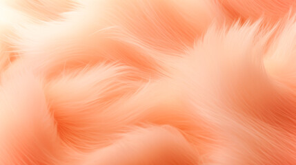 Fur texture. Background of trendy peach fuzz color fur that appears to be in motion, giving a feeling of warmth and tender - obrazy, fototapety, plakaty