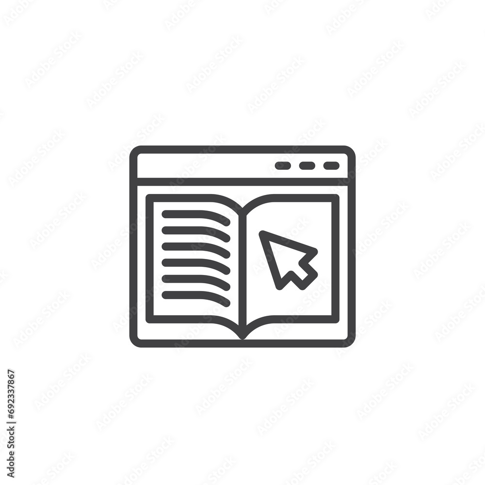 Poster virtual lecture line icon