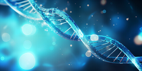 A blue background of hexamer dna molecules on string. Abstract Blue DNA String Molecules Background