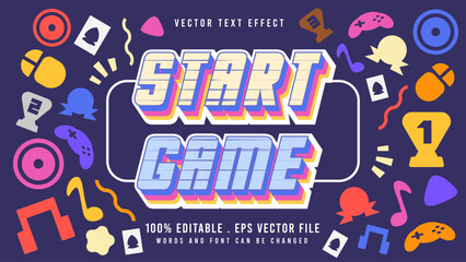 3d start game editable text effect - obrazy, fototapety, plakaty
