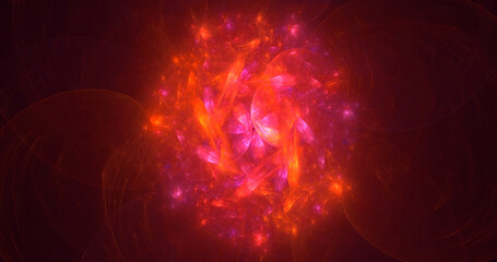 3D rendering abstract red fractal light background