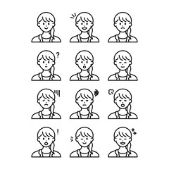 若い女性の表情アイコン