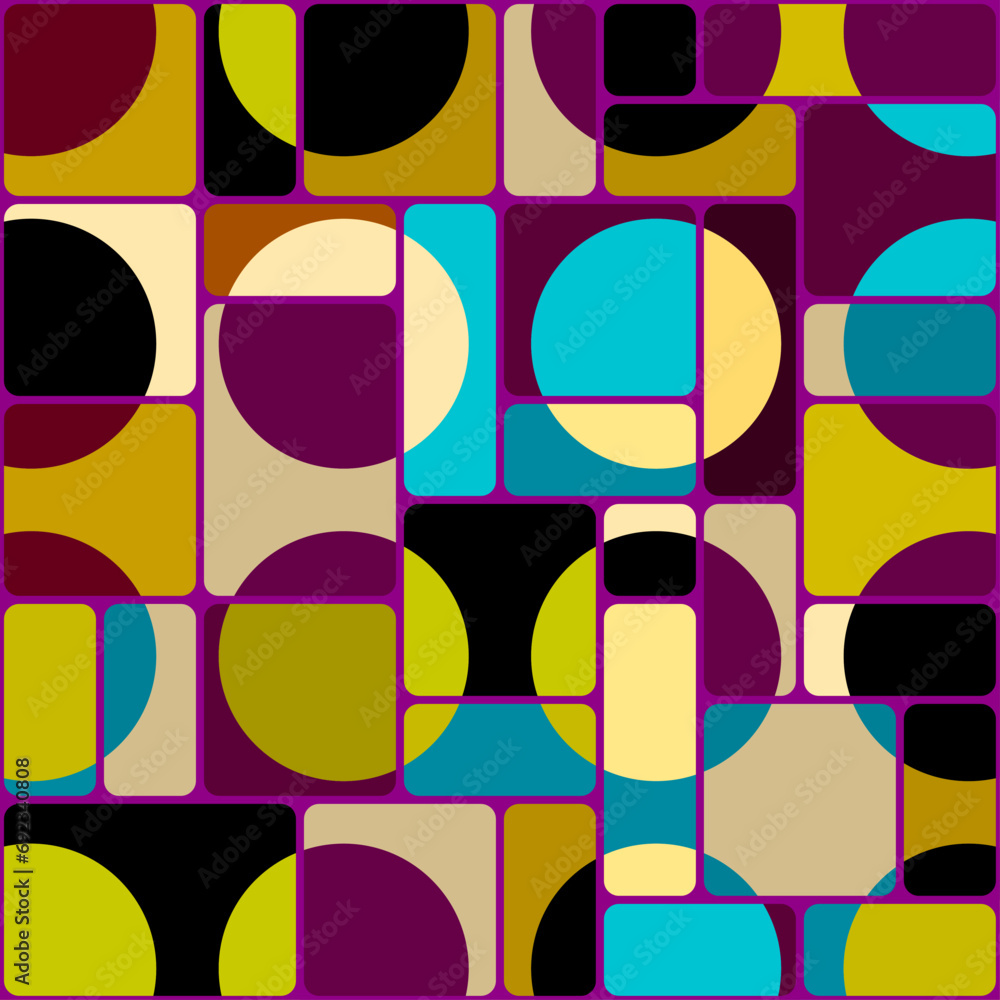 Poster Geometric abstract pattern retro style. Seamless vector pattern.