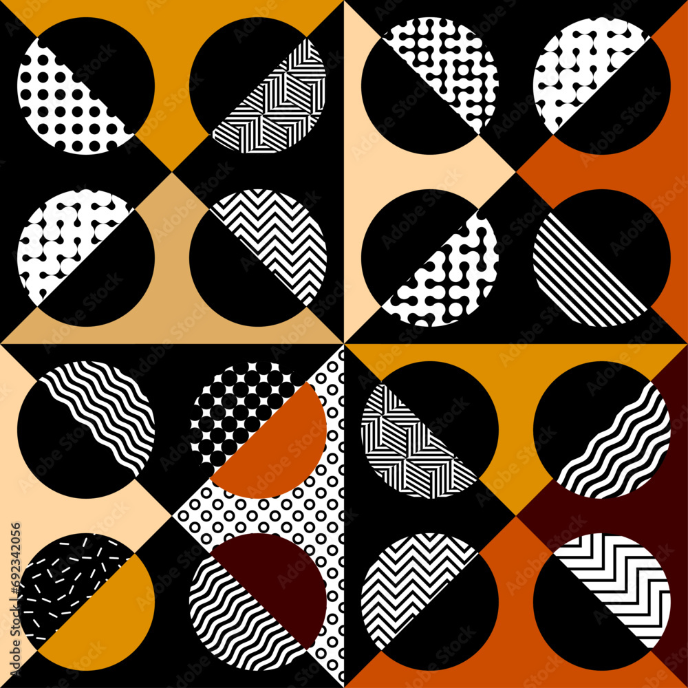 Poster Geometric abstract pattern retro style. Seamless vector pattern.