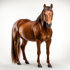 Bay Horse White, White Background, For Design And Printing