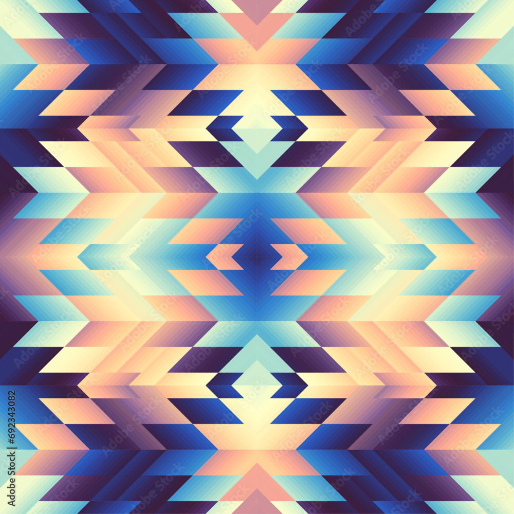 Poster Geometric abstract triangles pattern. Aztec geometric style. Seamless vector image.