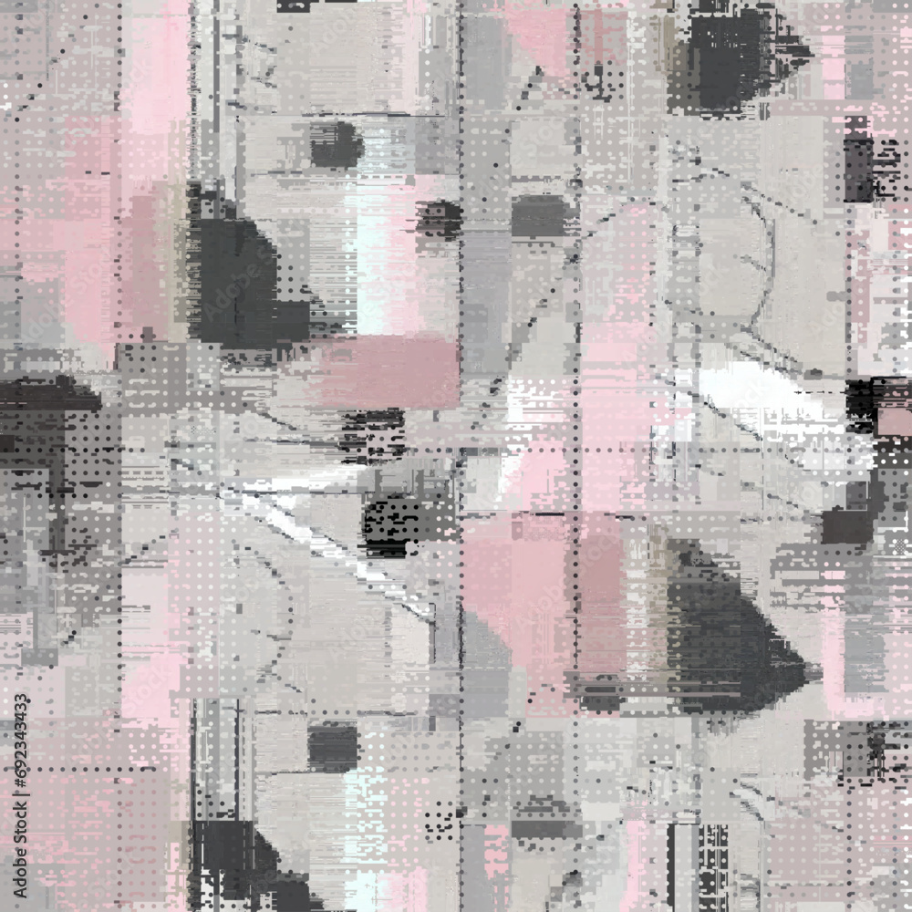 Poster Vector image with imitation of grunge datamoshing texture.