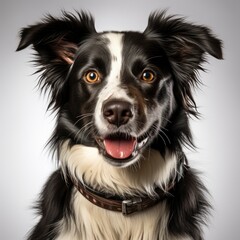 Close Border Collie White, White Background, For Design And Printing