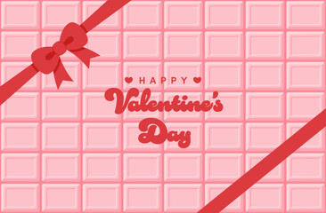 valentine vector background with a strawberry chocolate bar and ribbon for banners, greeting cards, flyers, social media wallpapers, etc.