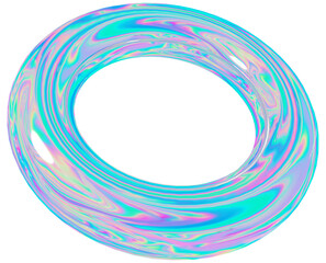 3d holographic liquid shape, iridescent chrome fluid abstract form - 692345200