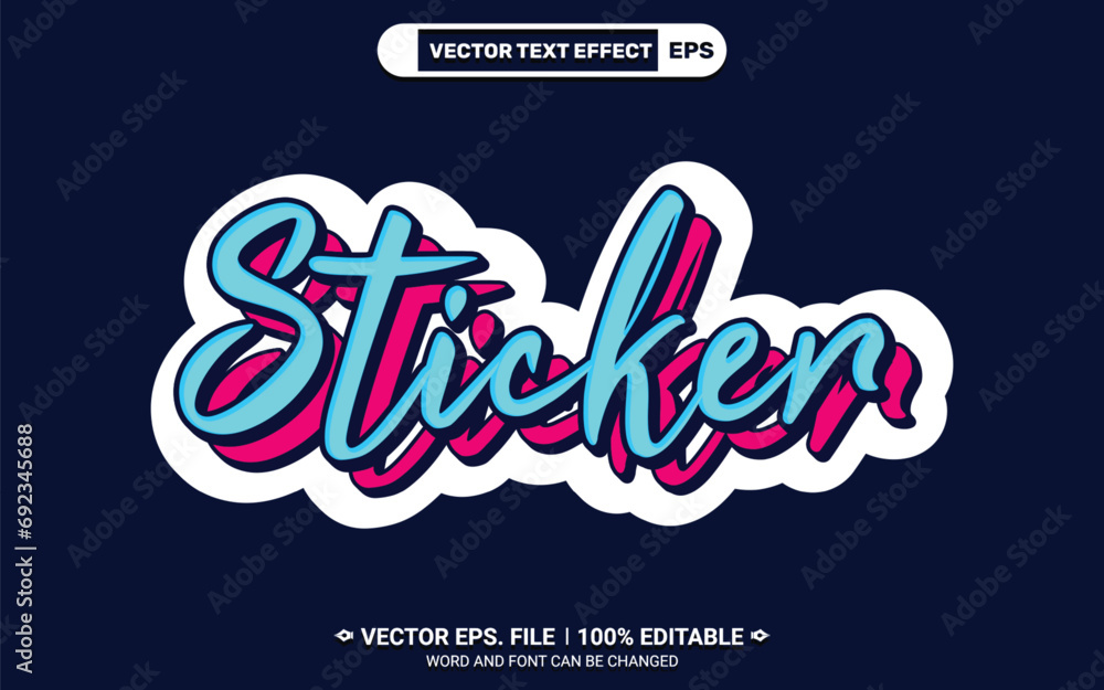 Poster 3d editable simple and cool sticker vector text style effect