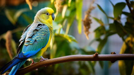 Yellow Parrot Perching on a Branch