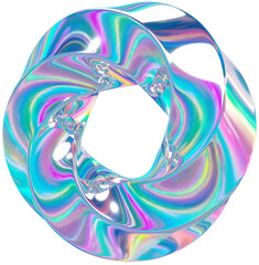 3d holographic liquid shape, iridescent chrome fluid abstract form - 692345807
