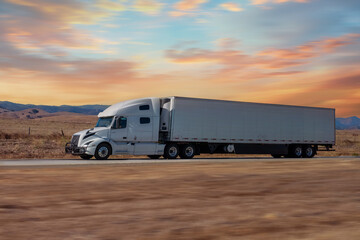 California  USA, Transport truck running on the highway California, 
