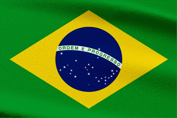 Close-up view of Brazil National flag.
