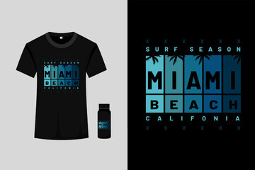 Miami Beach Retro Vintage T Shirt Design - obrazy, fototapety, plakaty