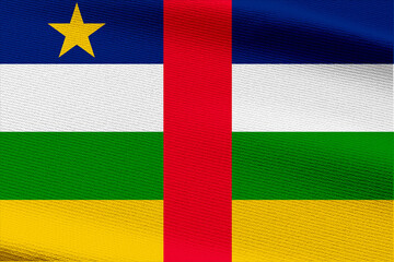 Close-up view of Central African Republic National flag.