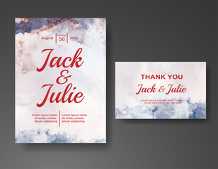 Wedding invitation with abstract watercolor background