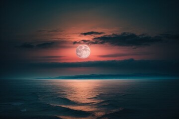 Moon's Luminous Glow Adorning the Night in Red Radiance