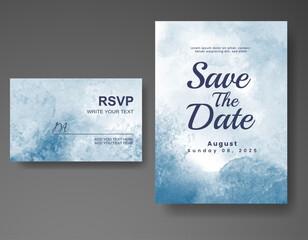 Wedding invitation with abstract watercolor background