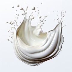Liquid White Cream Smear, White Background, For Design And Printing