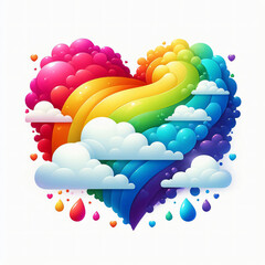 Beautiful Valentine rainbow color heart cloud. love, Valentine background. White background