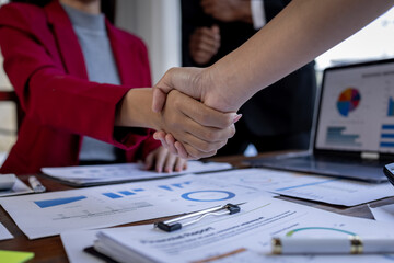 Business handshake for teamwork of business merger and acquisition,successful negotiate,hand...