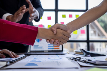 Business handshake for teamwork of business merger and acquisition,successful negotiate,hand...