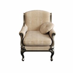 armchair isolated on white background, interior furniture, 3D illustration, cg render