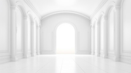 3d illustration of empty white interior view