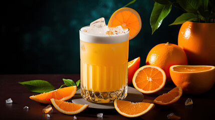 Smoothie Orange gin fizz with ice tube AI Generative