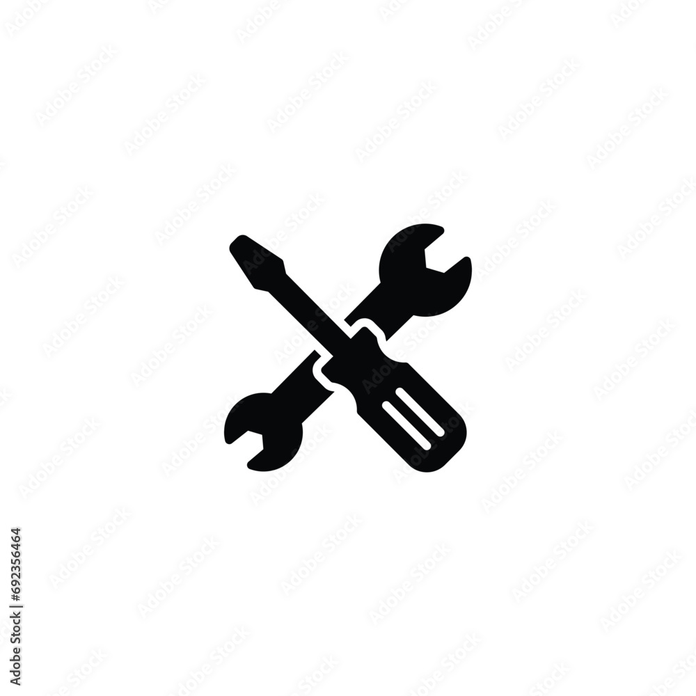 Poster wrench and screwdriver icon, repair sign vector for web site computer and mobile app