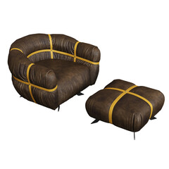 armchair isolate on a transparent background, interior furniture, 3D illustration, cg render