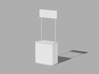 White Blank Isometric Portable Stand Booth 3D Mockup Rendered