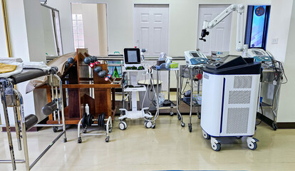Physical Therapy Medical Equipment, Physiotherapy Equipment. Standard device used to provide pain...
