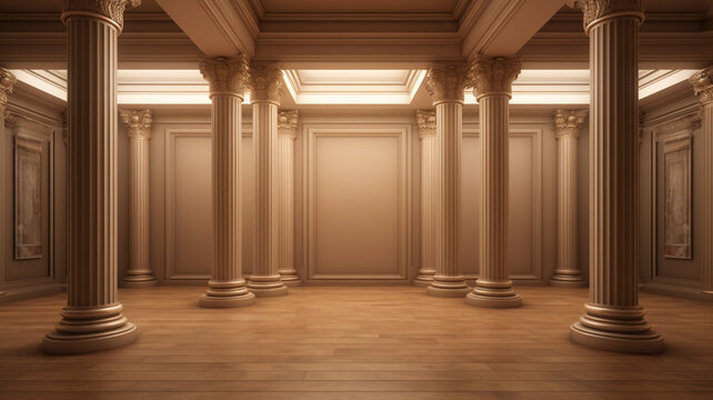 Column interior empty room law or government background roman