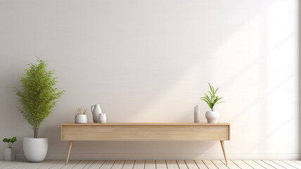 Indoor plant and coffee cup on wooden working table
