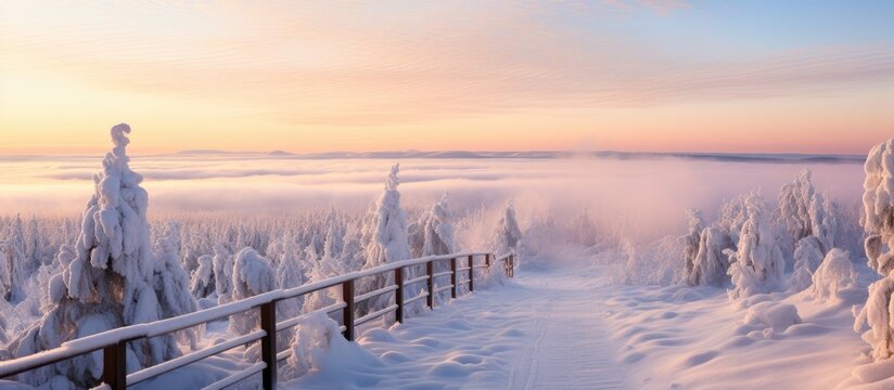 Winter view from lookout platform in Aulanko nature reserve, Hameenlinna, Finland.
