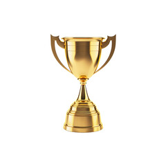 Golden trophy cup isolated on white background. 1st place award goblet.