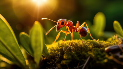 closeup of european wood ant, formica poyctena.