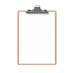 Blank paper clipboard isolated on transparent background