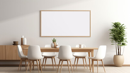 Mock up poster frame in Scandinavian style dining room