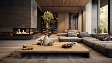 Modern lamp living salon interior 3D render image
