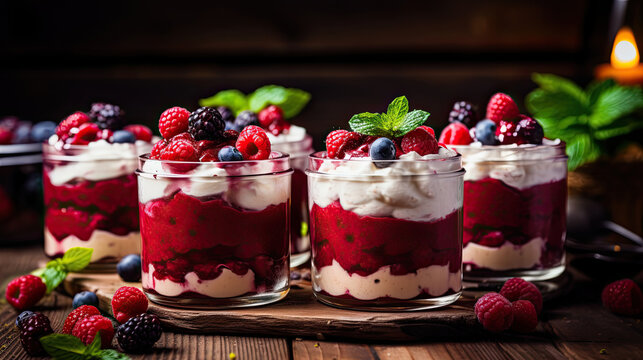 Smoothie Boozy red velvet trifles with berry AI Generative